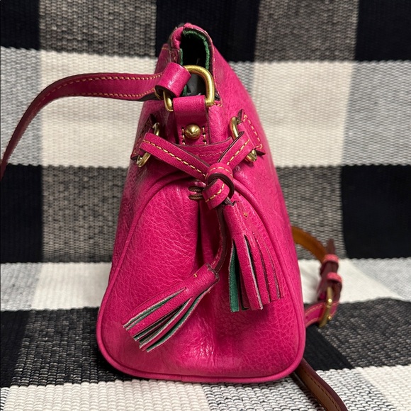Dooney & Bourke great shape mini Florentine hot pink smooth pebbled leather bag - Picture 8 of 14